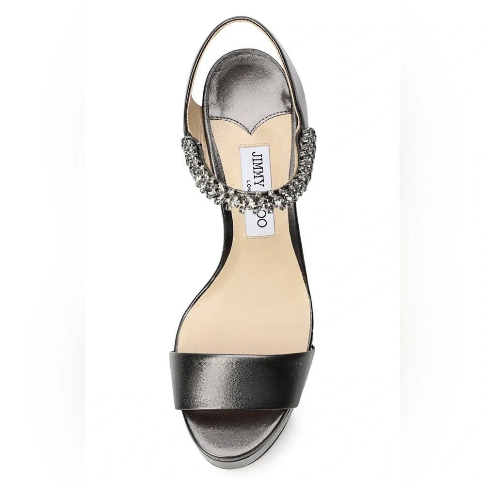 New Jimmy Choo Santina Embellished Satin Platform Sandals  $1,150 38